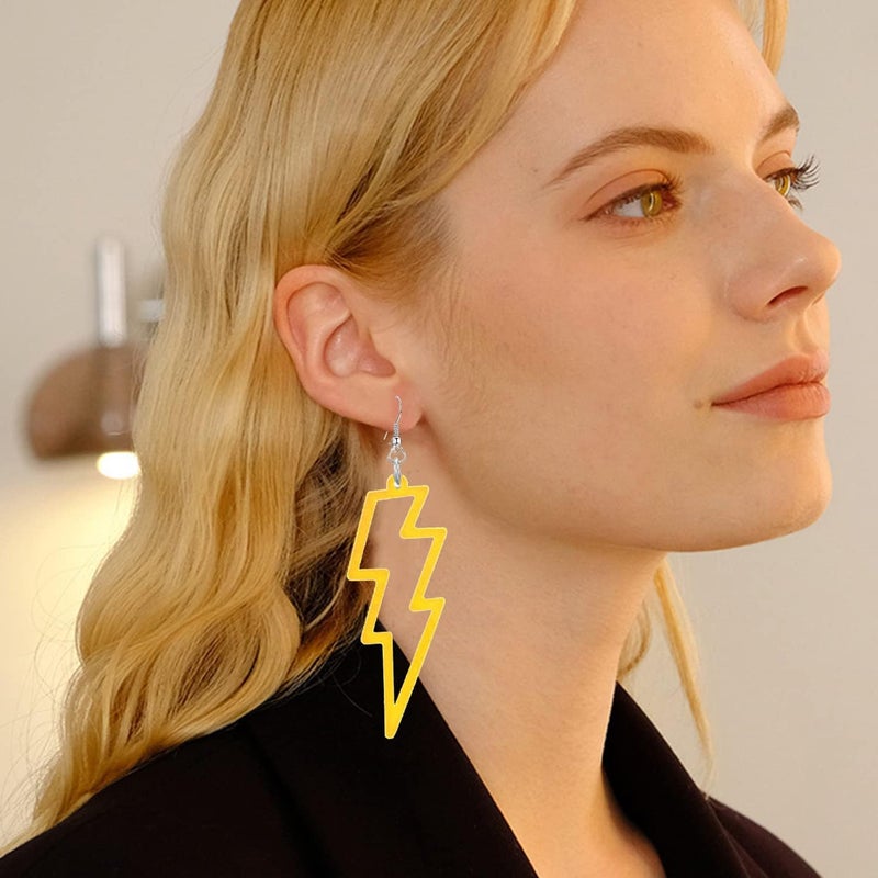 Modpide 80s Neon Earrings Hollow Lightning Bolt Halloween Punk Retro Earrings for Women 80's Party Accessories - Image 3